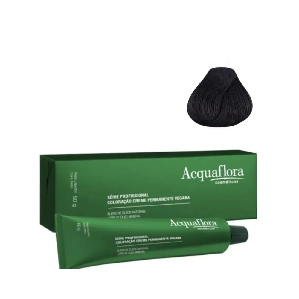 Coloração Creme Permanente Vegana Acquaflora 2.0 Preto 60g