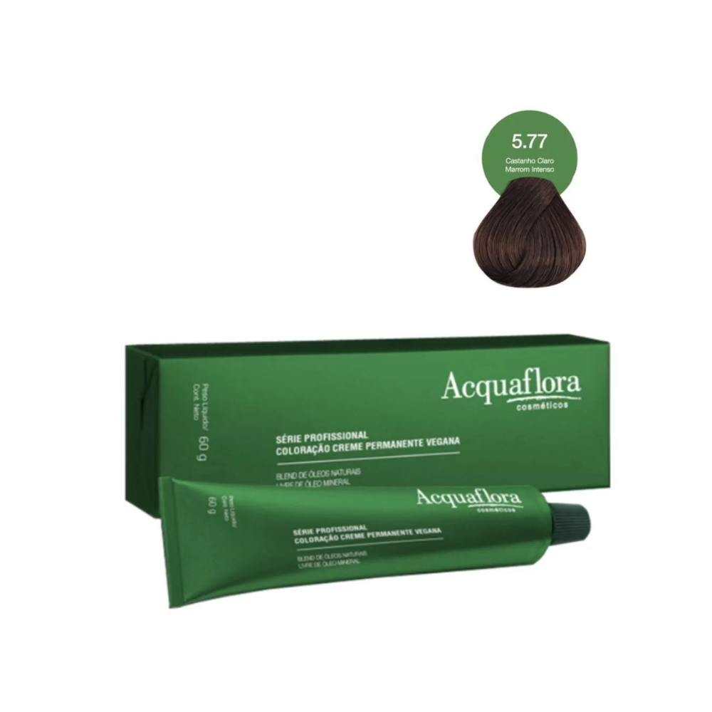 Coloração Acquaflora Creme Permanente Vegana 5.77 Castanho Claro Marrom Intenso 60g
