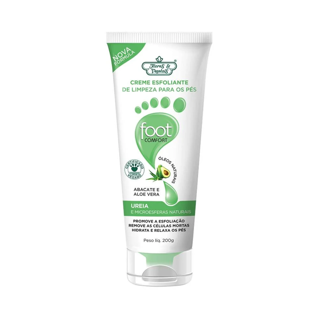 Creme Esfoliante para os Pés Flores & Vegetais Uréia e Ácido Glicólico 200g