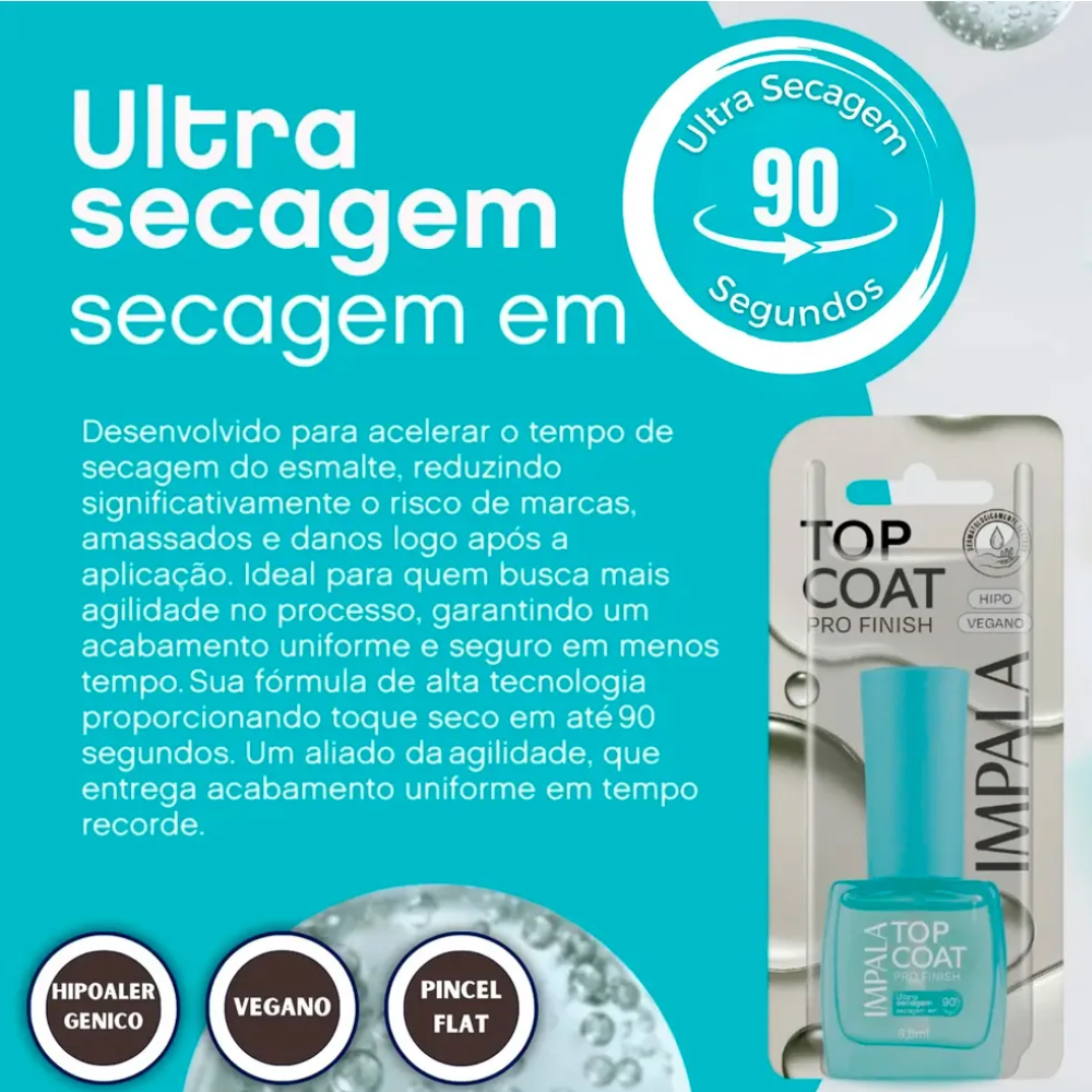 Esmalte Top Coat Impala Pro Finish Ultra Secagem