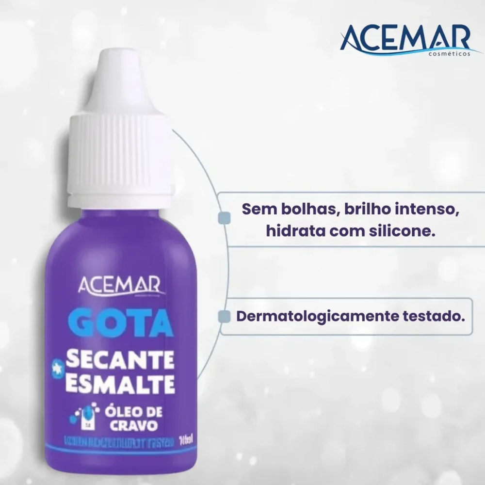 Gota Secante de Esmalte Acemar com Óleo de Melaleuca 10ml