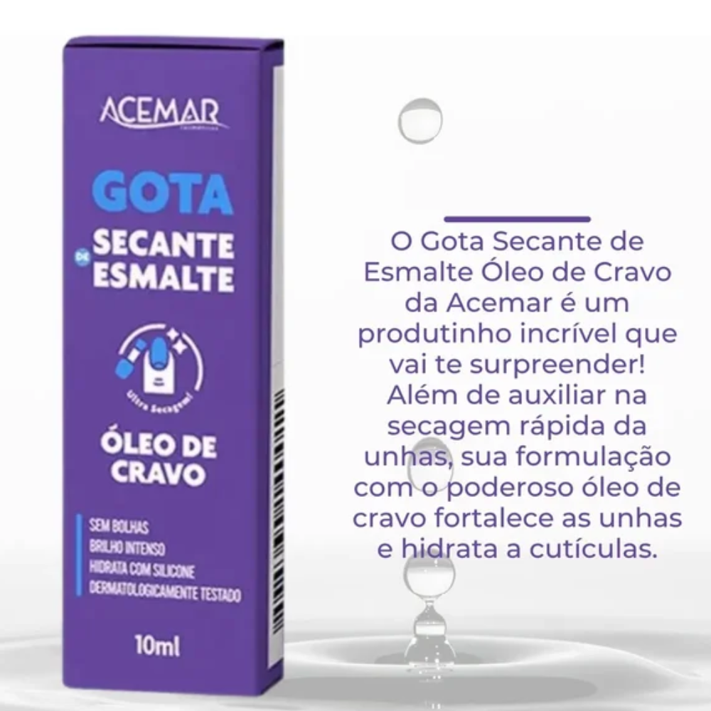 Gota Secante de Esmalte Acemar com Óleo de Melaleuca 10ml