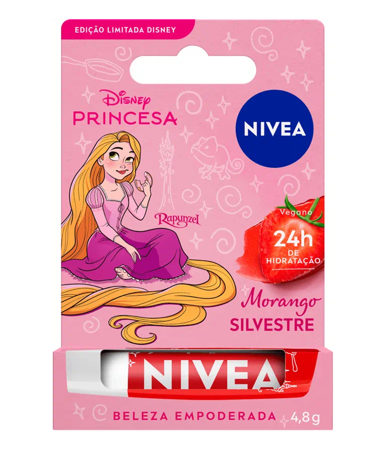 Protetor Labial Nivea Princesa Rapunzel Morango 4,8 g