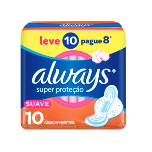 Absorvente Always Suave Super Proteção 10 Unidades