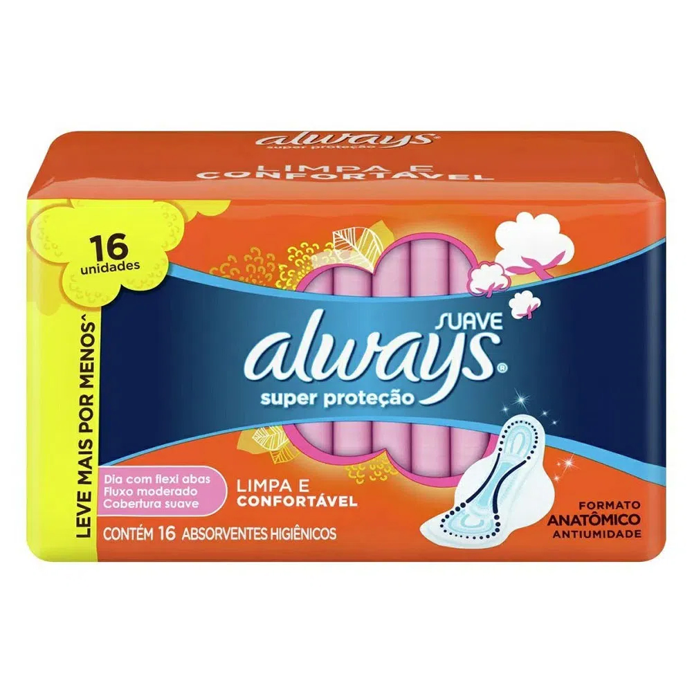 Absorvente Always Basic Cobertura Suave com Abas 16 Unidades