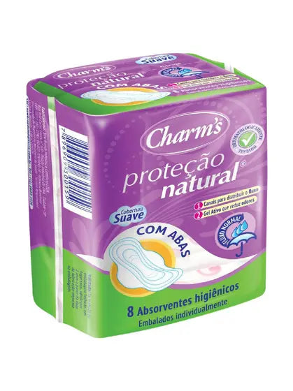 Absorvente Charm’s Proteção Natural Fluxo Normal com Abas 8 Unidades
