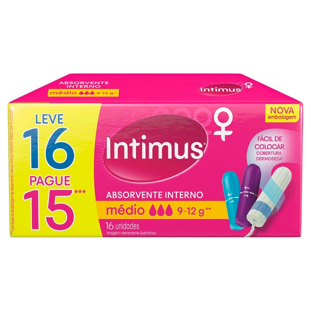Absorvente Interno Intimus Gel Médio Leve 16 Pague 15
