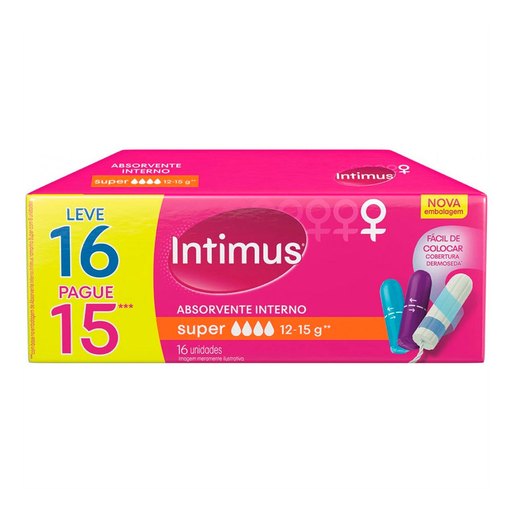 Absorvente Interno Intimus Gel Super Leve 16 Pague 15