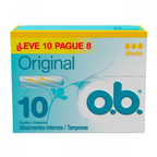 Absorvente Interno O.B. Original Médio Leve 10 Pague 8 Unidades