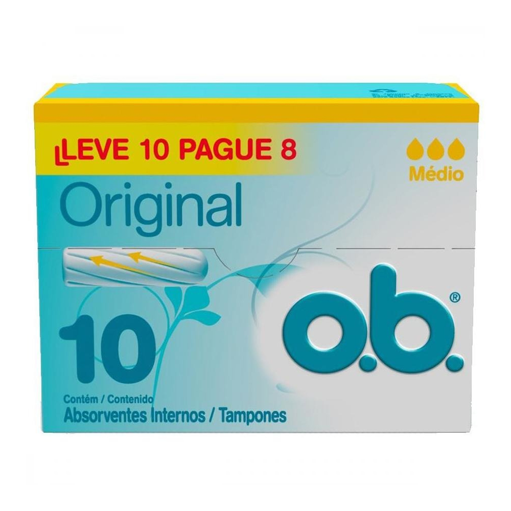 Absorvente Interno O.B. Original Médio Leve 10 Pague 8 Unidades