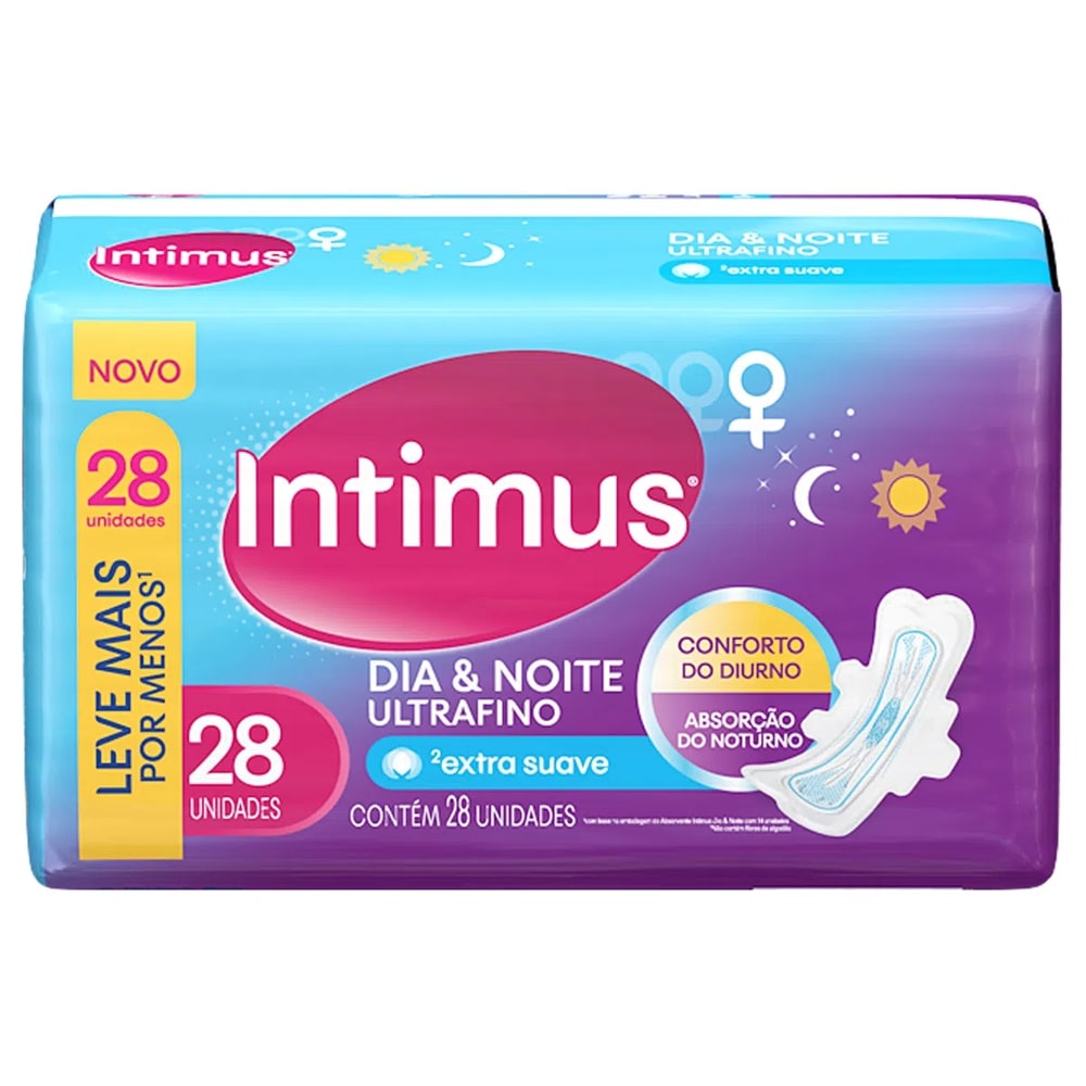 Absorvente Intimus Gel Dia e Noite Suave com Abas 28 Unidades