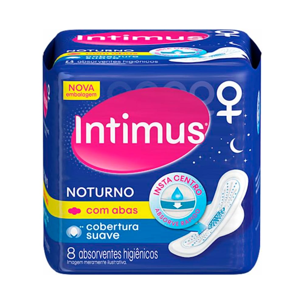 Absorvente Intimus Gel Noturno Suave com Abas 8 Unidades