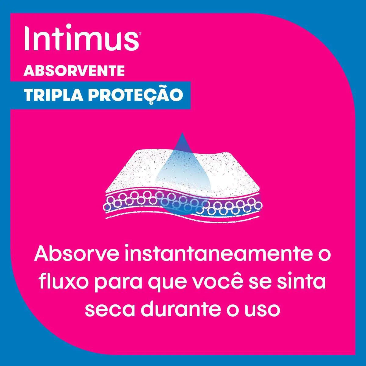 Absorvente Intimus Gel Tripla Proteção Cobertura Suave com Abas 8 Unidades