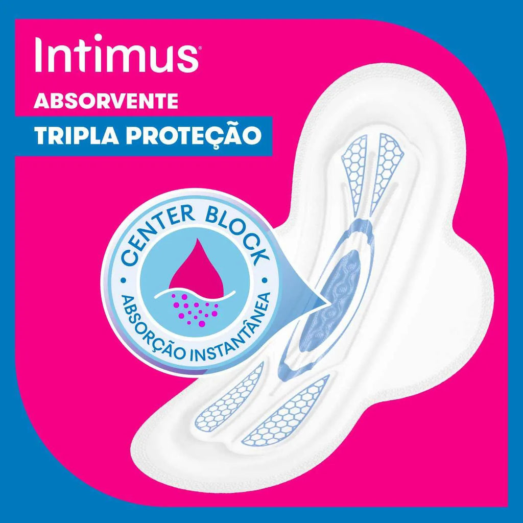 Absorvente Intimus Gel Tripla Proteção Cobertura Suave com Abas 8 Unidades