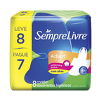 Absorvente Sempre Livre Adapt Cobertura Suave com Abas Leve 8 Pague 7