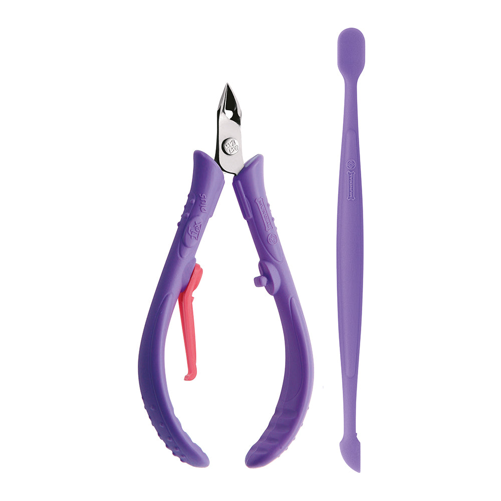 Alicate para Cutícula Mundial Flex + Espátula Rosa