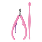 Alicate para Cutícula Mundial Flex + Espátula Rosa