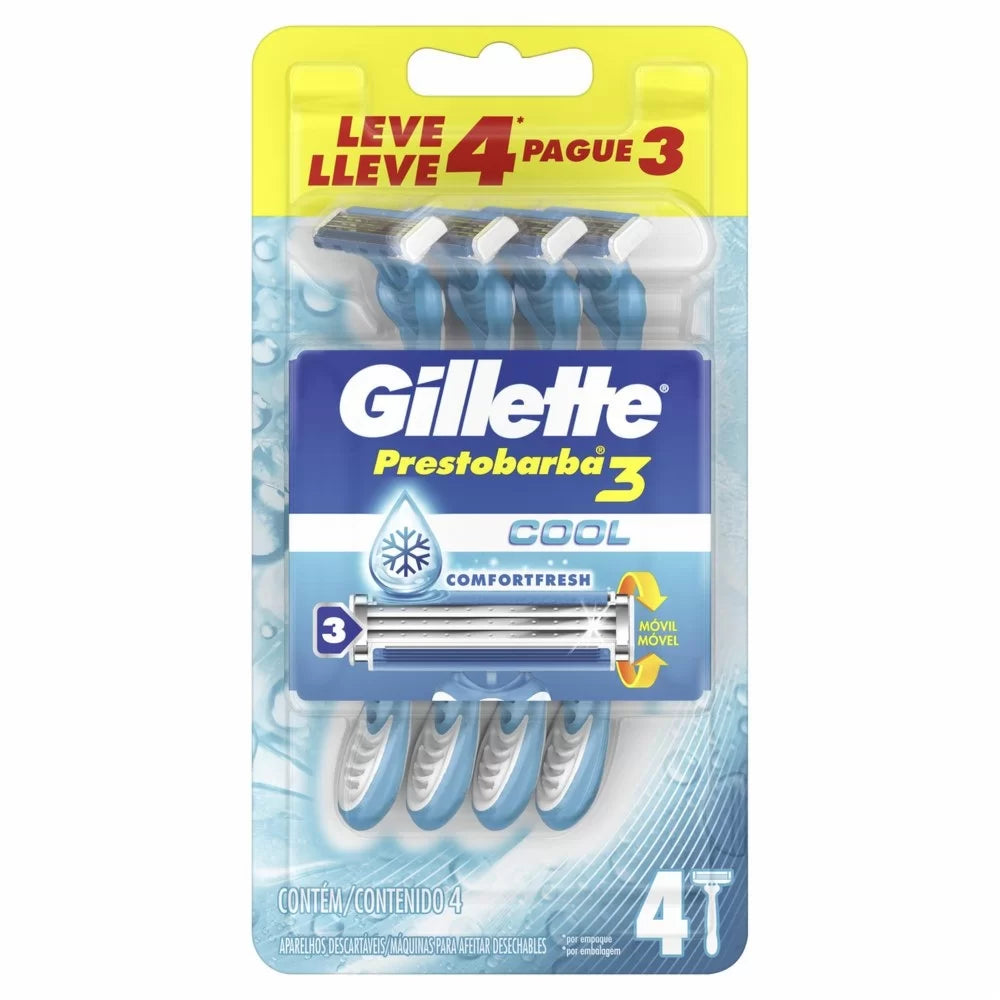 Aparelho de Barbear Descartável Gillette Prestobarba 3 Fresh 4 Unidades