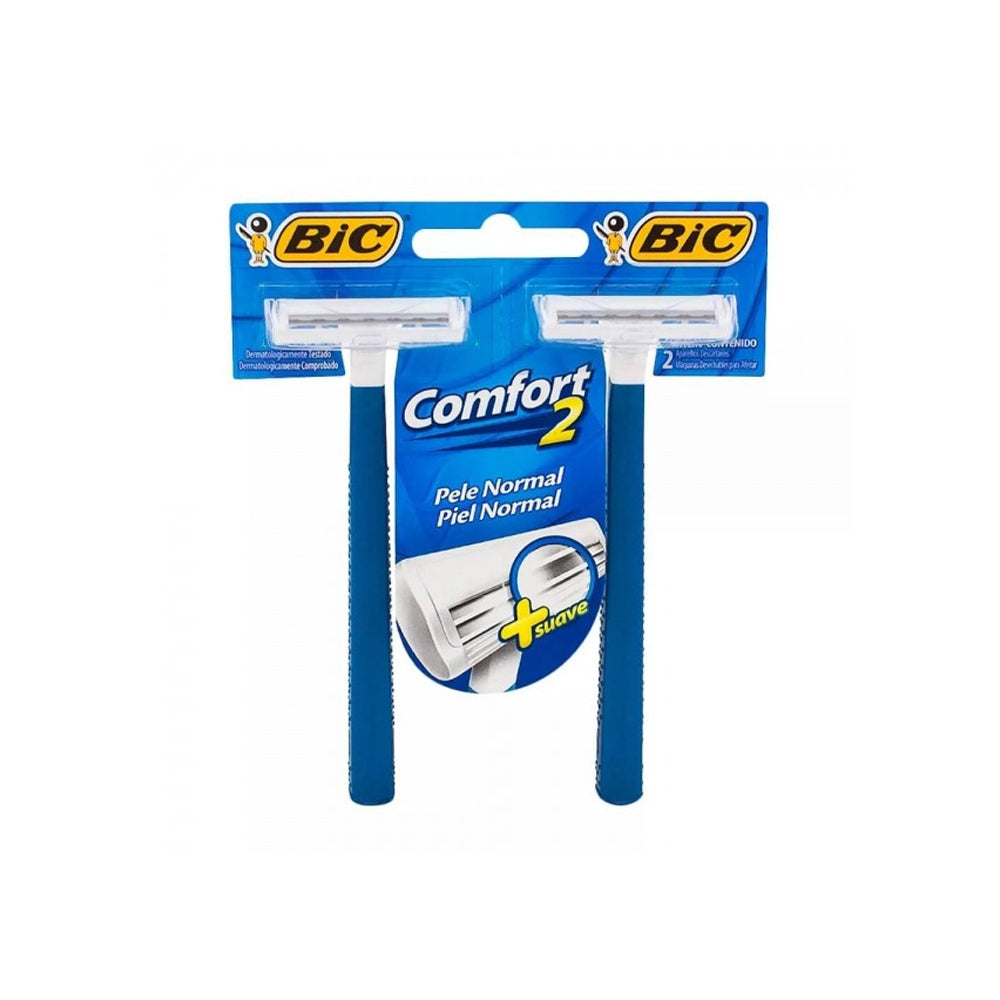 Aparelho de Barbear BIC Comfort 2 Azul Pele Normal 2 Unidades