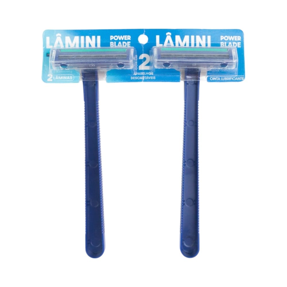 Aparelho de Barbear Lamini Power Blade 2 Lâminas com Fita Lubrificante e Cabo Plástico 2 Unidades