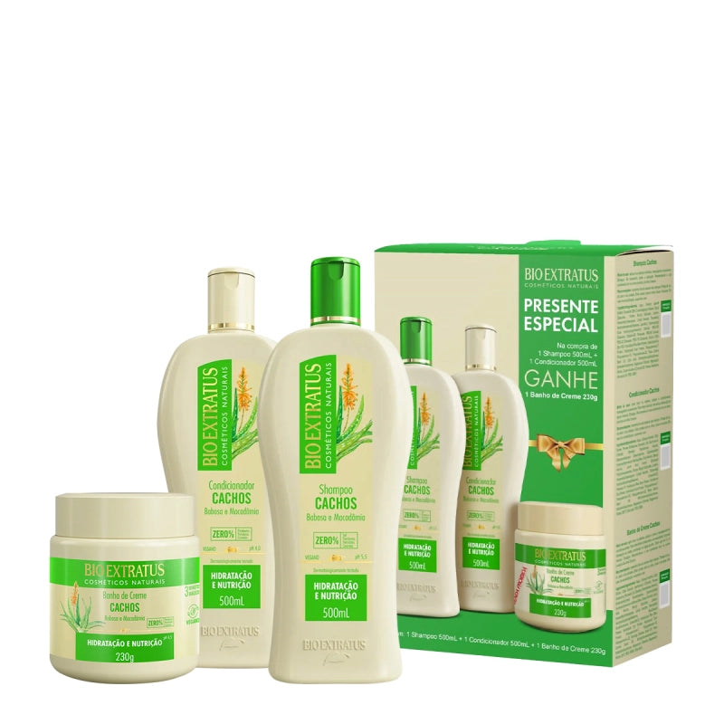 Kit Bio Extratus Shampoo 500ml + Condicionador Cachos + Máscara Mel 230g