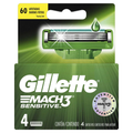 Carga Gillette para Aparelho Mach3 Sensitive com 4 Unidades