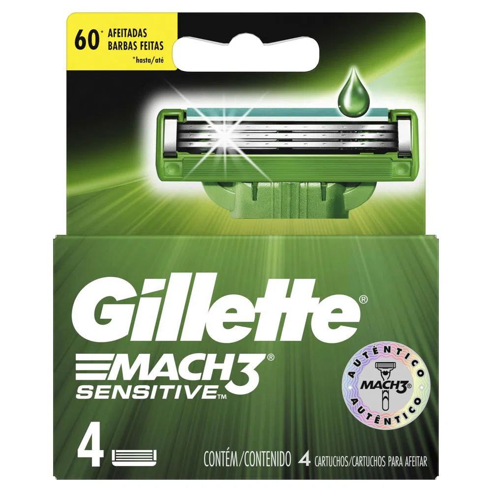 Carga Gillette para Aparelho Mach3 Sensitive com 4 Unidades