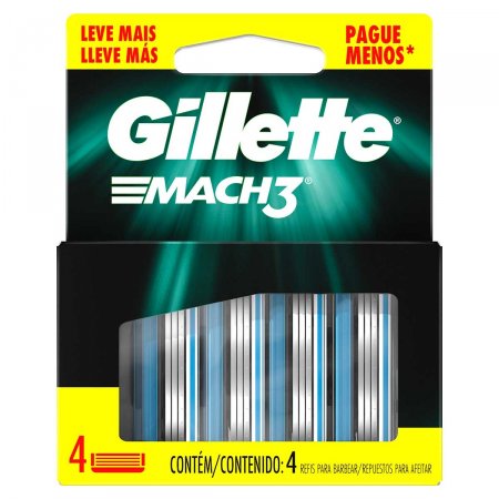 Refil para Barbear Gillette Mach3 com 4 Unidades