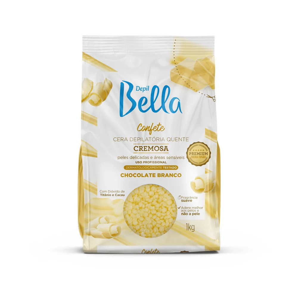 Cera Depilatória Depil Bella Confete Chocolate Branco 1 kg