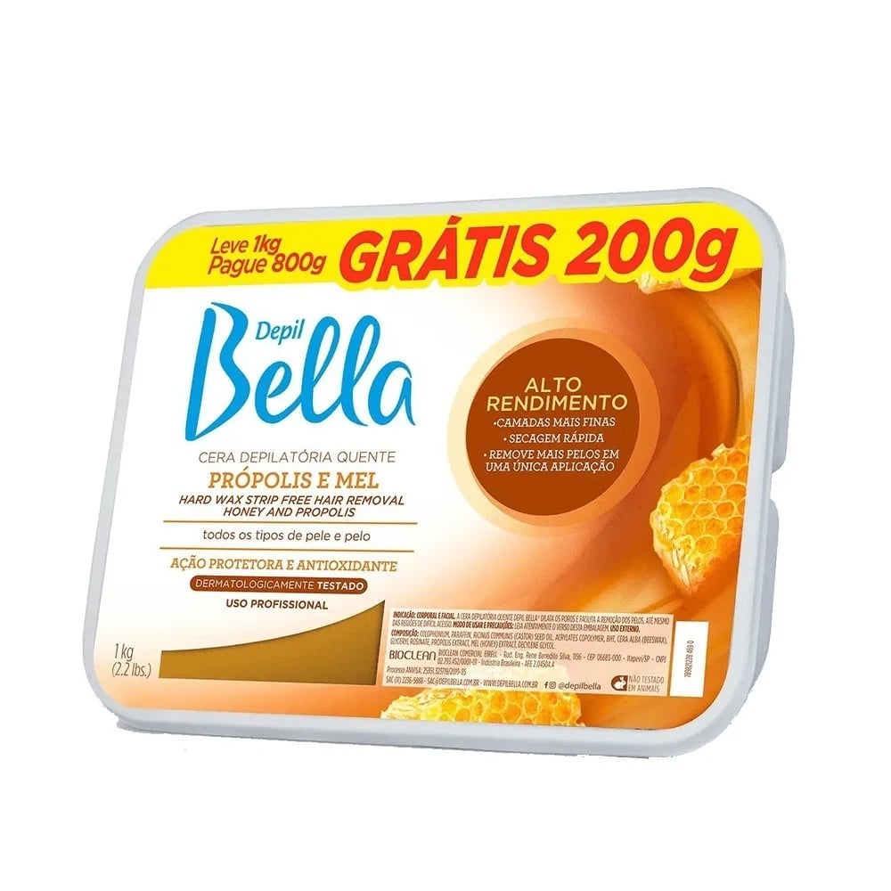 Cera Depilatória Depil Bella Quente Própolis e Mel 800g