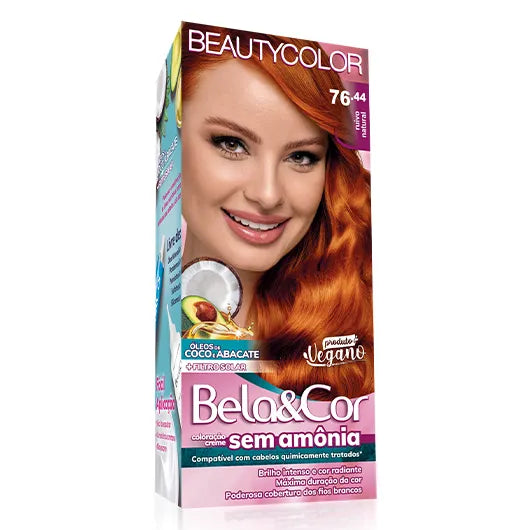 Coloração Bela&Cor Sem Amônia Kit 76.44 Ruivo Natural