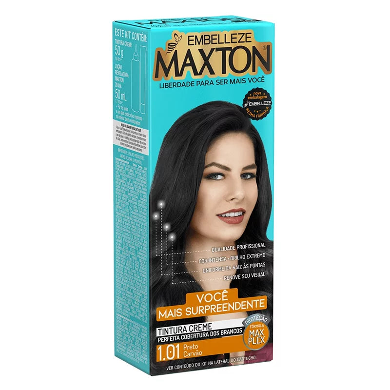 Coloração Maxton Kit Prático 1.01 Preto Carvão