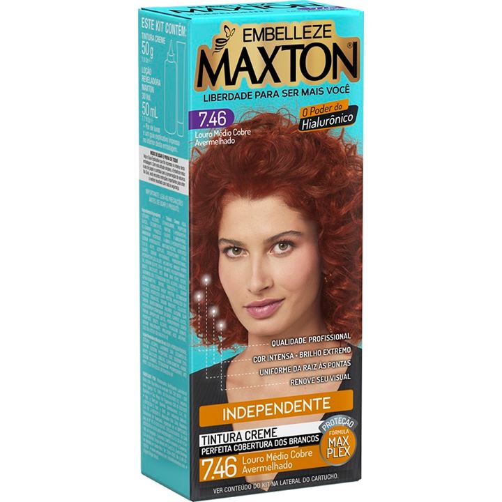 Coloração Embelleze Maxton Kit Prático 7.46 Louro Médio Cobre Avermelhado