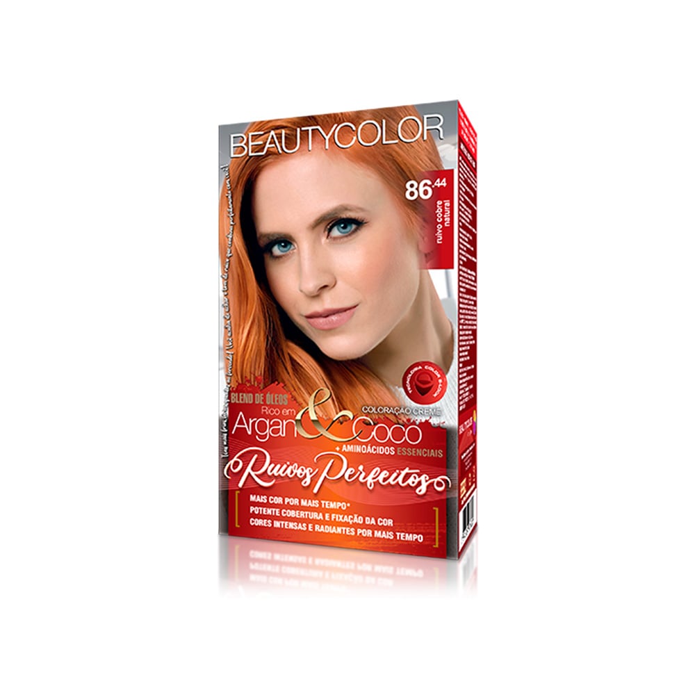 Coloração Beauty Color Kit Creme Ruivo Cobre Natural 86.44