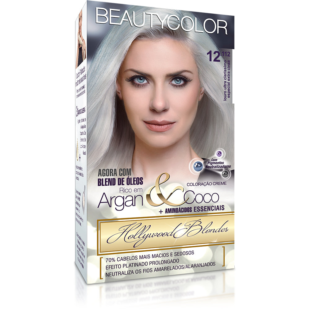 Coloração Beautycolor Kit Louro Ultra Claríssimo Especial Extra Cinza 12.112