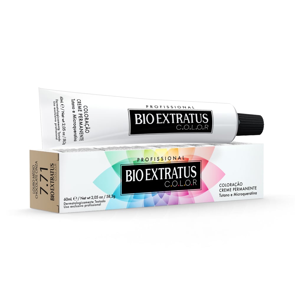 Coloração Bio Extratus Color Louro Médio Chocolate Acinzentado 7.71