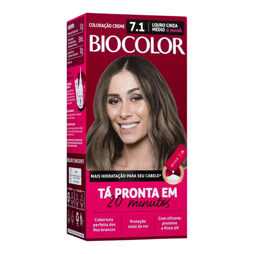 Coloração Biocolor Mini Kit Louro Cinza Médio 7.1