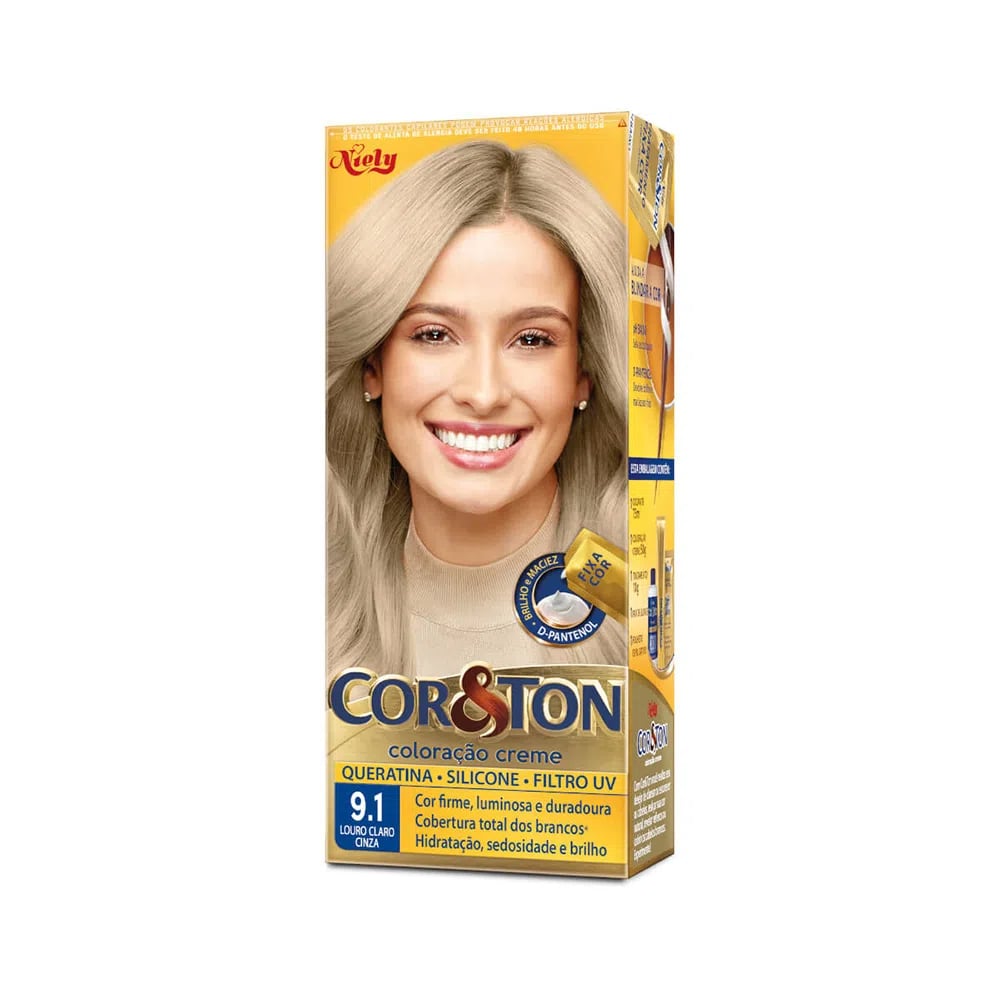 Coloração Cor & Ton Louro Claro Cinza 9.1