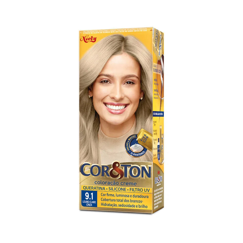 Coloração Cor & Ton Louro Claro Cinza 9.1