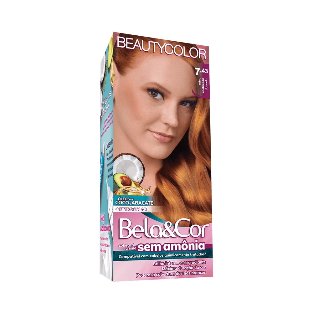 Coloração Creme Bela & Cor Mini Kit sem Amônia 7.43