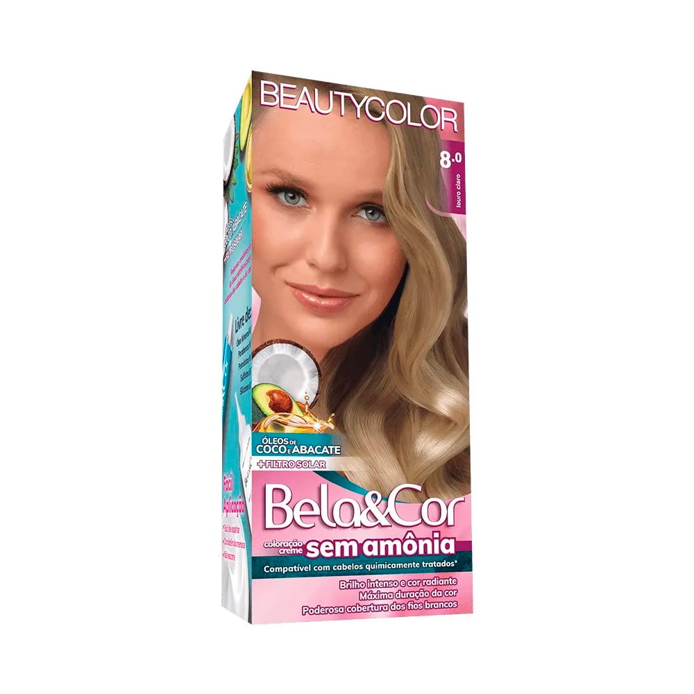 Coloração Creme Bela & Cor Mini Kit sem Amônia 8.0