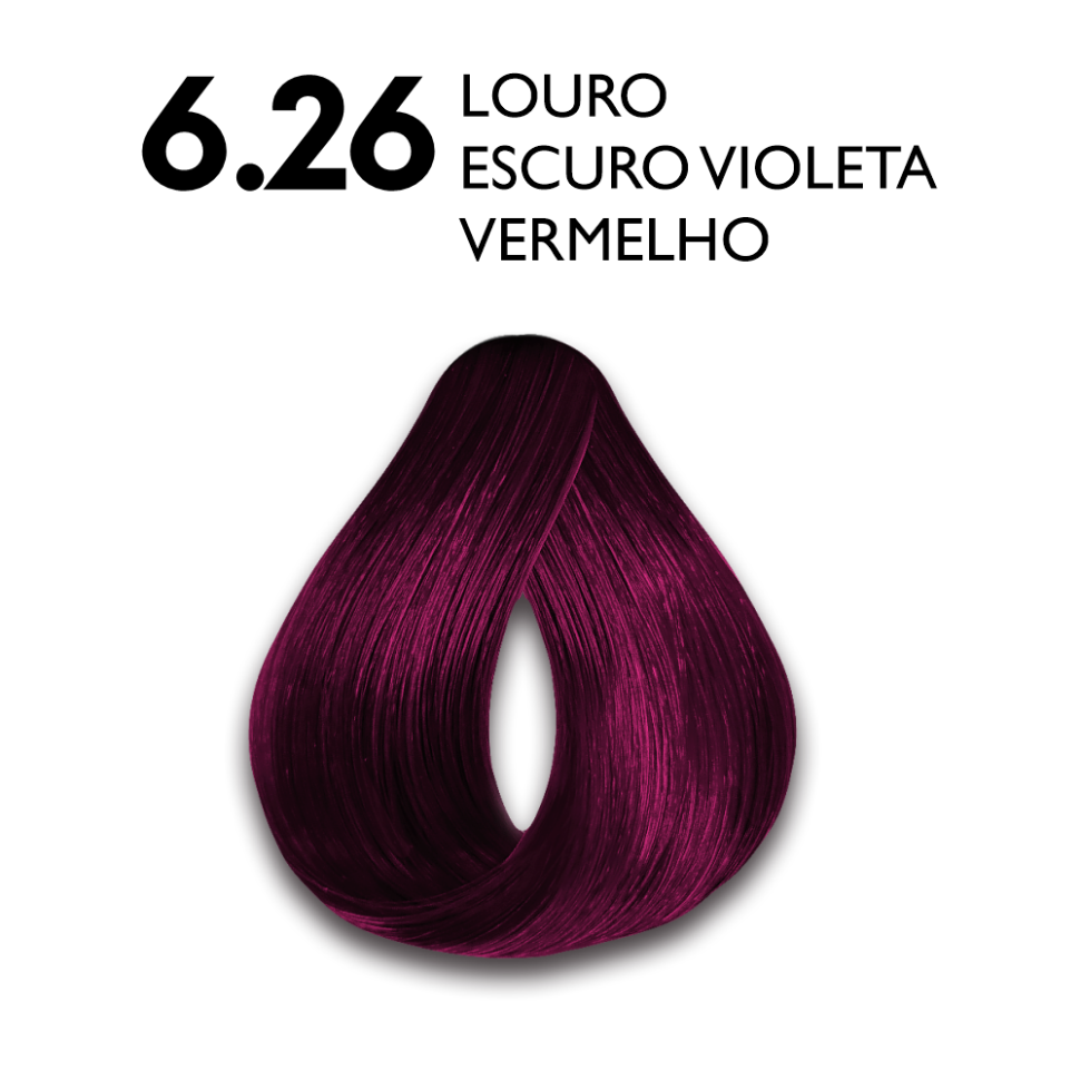 Coloração Creme Haskell Excllusiv Color 6.26 Louro Escuro Violeta Vermelho