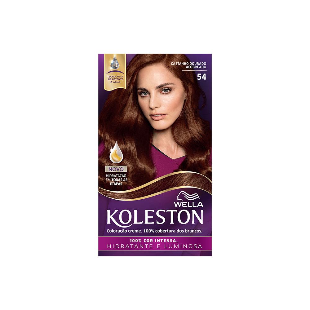 Coloração Koleston Kit Castanho Dourado Acobreado 54