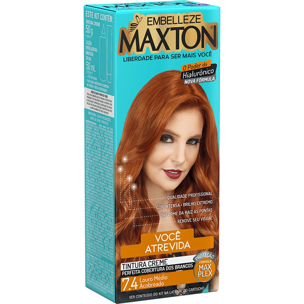 Coloração Maxton Kit Louro Médio Acobreado Intenso 7.44