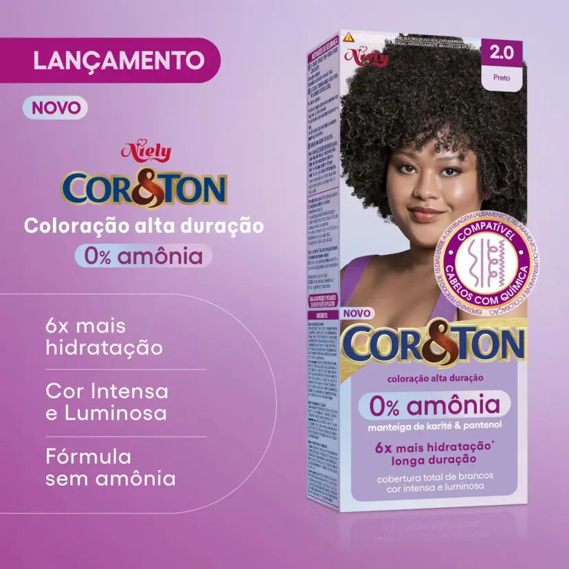 Coloração Niely Cor & Ton Sem Amônia 2.0 Preto