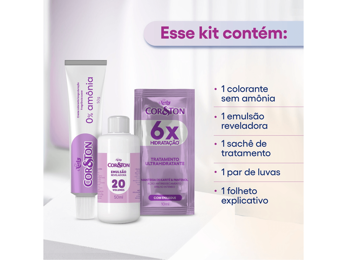 Coloração Niely Cor & Ton Sem Amônia 4.0 Castanho Médio