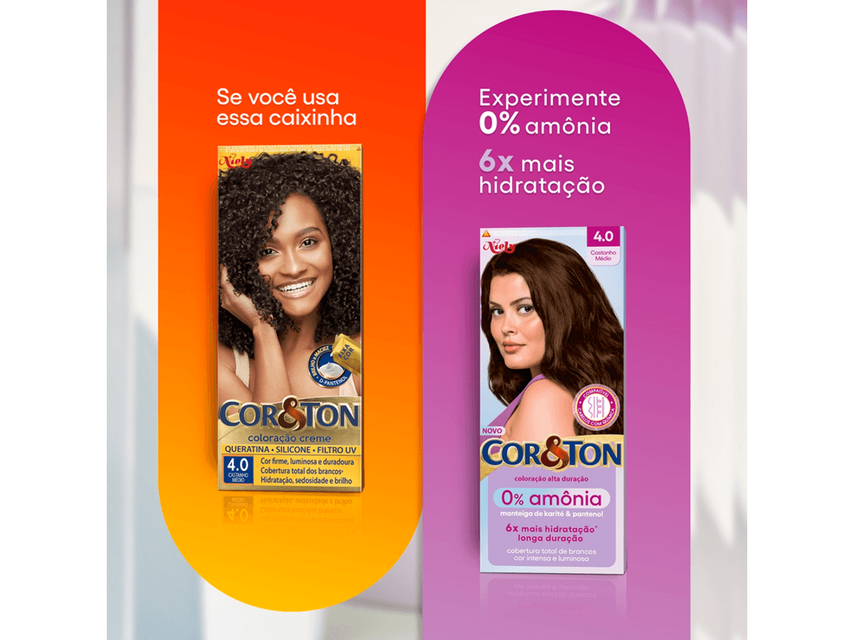 Coloração Niely Cor & Ton Sem Amônia 4.0 Castanho Médio