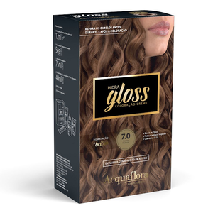 Coloração Permanente Acquaflora Kit Hidra Gloss Louro Natural 7.0