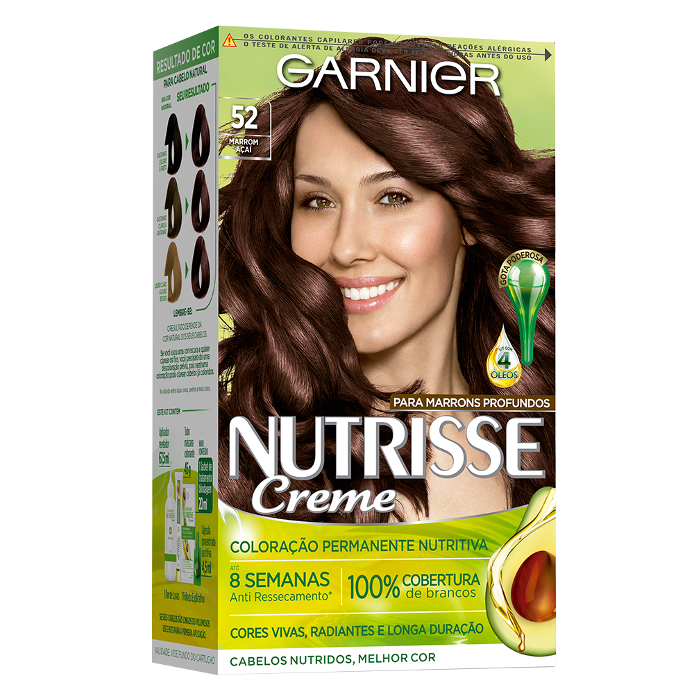 Coloração Permanente Garnier Nutrisse Kit Castanho Claro Irisado Acaju 52