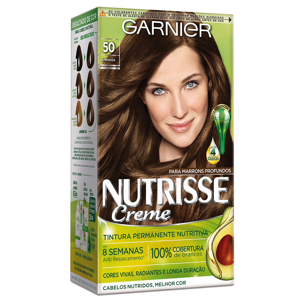 Coloração Permanente Garnier Nutrisse Kit Castanho Claro 50